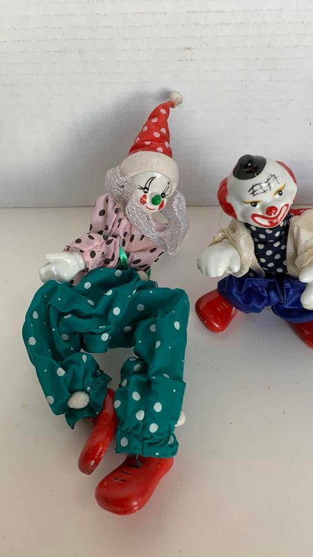 Photo 2 of 3-VINTAGE PORCELAIN CLOWNS TALLEST IS 12”