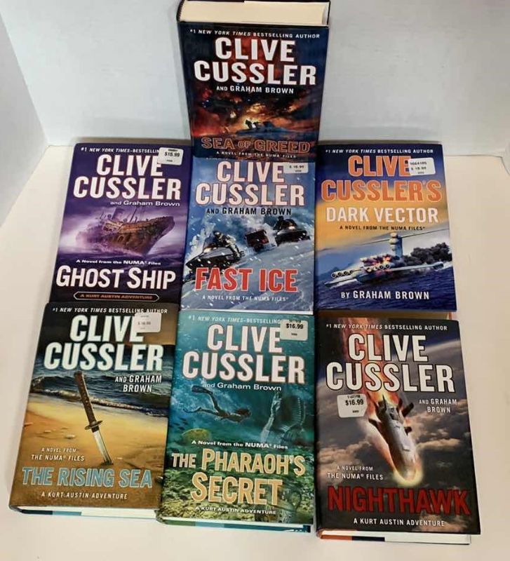 Photo 1 of 7-CLIVE CUSSLER HARD BACK BOOKS