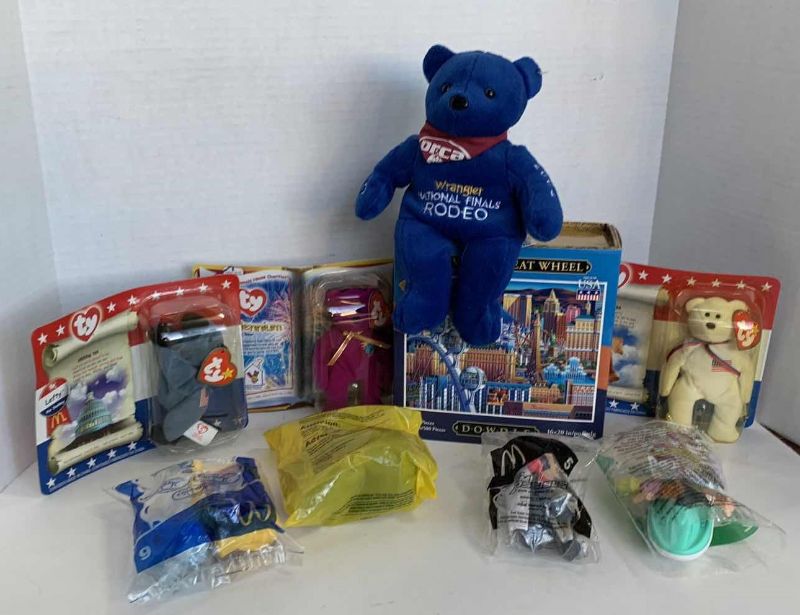 Photo 1 of VINTAGE TY BEANIES,NATIONAL FINALS RODEO BEAR, AND  MC'DONALDS HAPPY MEAL SETS