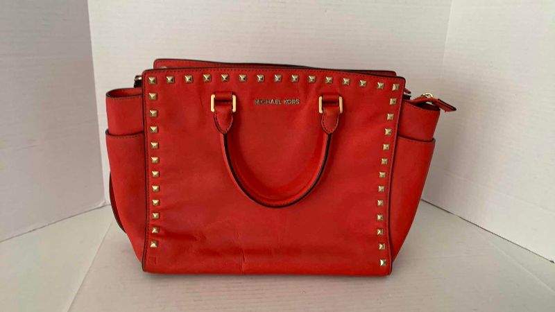 Photo 1 of MICHAEL KORS SELMA STUDDED RED PURSE