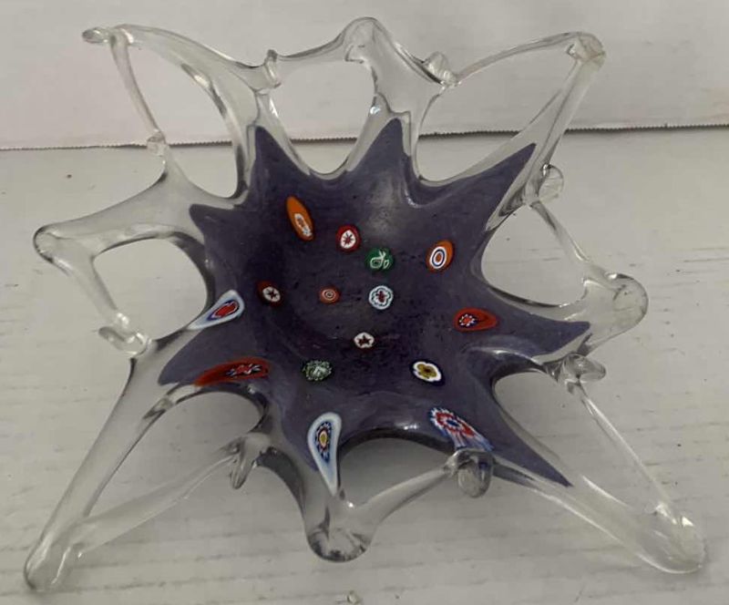 Photo 1 of MURANO HAND BLOWN LAVENDAR STARBURST DISH 11”