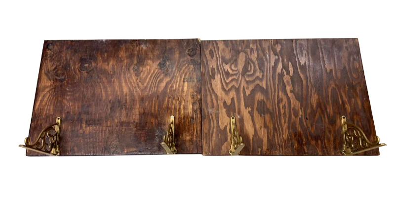 Photo 1 of 2 WOODEN SHELFS WITH BRASS SUPPORT BRACKET