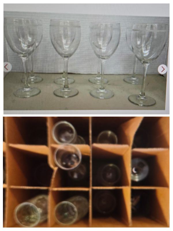 Photo 1 of 8 PIECE WINE GLASS SET 8” & BOX OF GLASSWARE