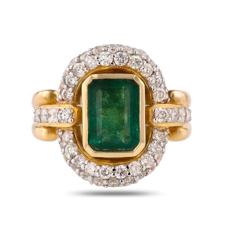 Photo 1 of ORIANNE 2.36ct EMERALD & 1.21ctw DIAMOND14K YELLOW GOLD RING SIZE 7, WEIGHT OF ITEM: 8.4 grams WITH APPRAISAL - RN035716
