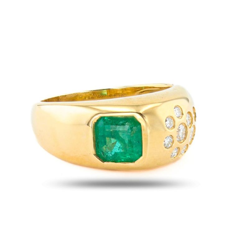 Photo 1 of ORIANNE 1.62ct EMERALD &  0.33ctw DIAMOND 18K YELLOW GOLD RING SIZE 6 3/4, GROSS WEIGHT  of 7.5 Grams WITH APPRAISAL - RN035396
