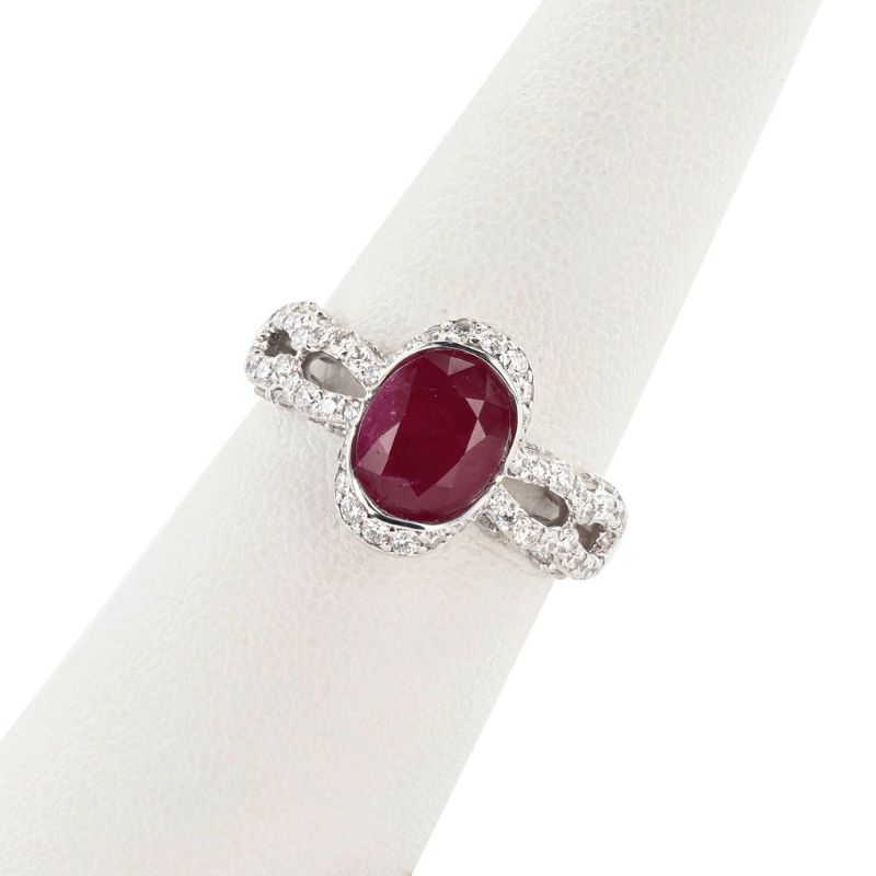 Photo 1 of ORIANNE 2.29ct BURMESE RUBY & 0.84ctw DIAMOND PLATINUM RING SIZE 6 3/4,WEIGHT OF ITEM: 7.1 grams  (GIA CERTIFIED) WITH APPRAISAL - RN036273
