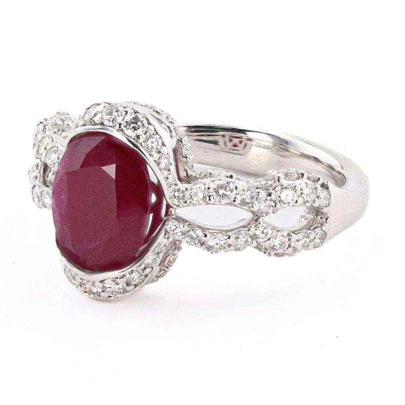 Photo 1 of ORIANNE 2.29ct BURMESE RUBY & 0.84ctw DIAMOND PLATINUM RING SIZE 6 3/4,WEIGHT OF ITEM: 7.1 grams  (GIA CERTIFIED) WITH APPRAISAL - RN036273
