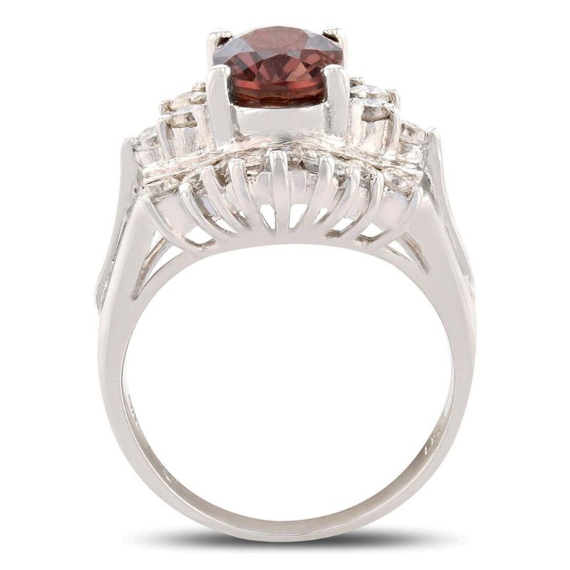 Photo 1 of ORIANNE 2.31ct UNHEATED RED SAPPHIRE &1.17ctw DIAMOND 14K WHITE OLD RING SIZE 7, TOTAL WEIGHT OF 7.50 gm WITH APPRAISAL - RN021874

