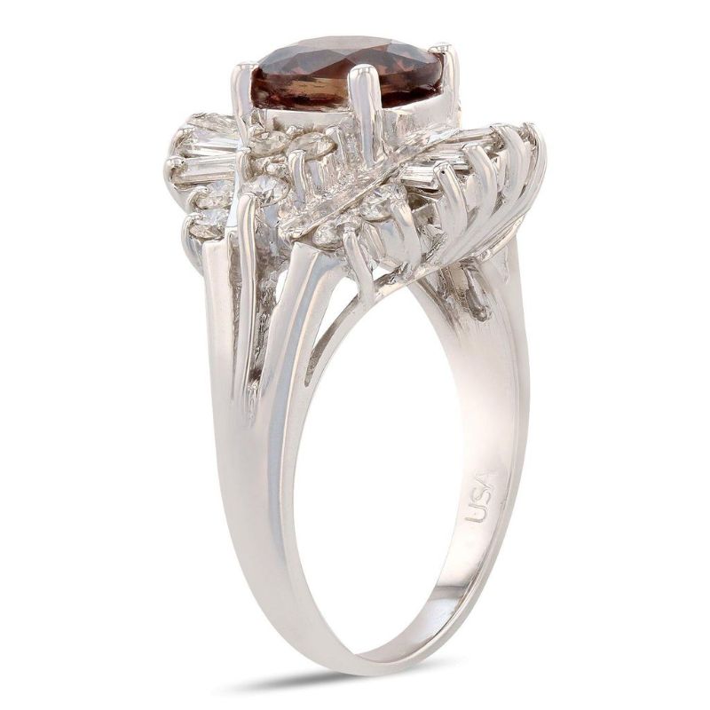 Photo 1 of ORIANNE 2.31ct UNHEATED RED SAPPHIRE &1.17ctw DIAMOND 14K WHITE OLD RING SIZE 7, TOTAL WEIGHT OF 7.50 gm WITH APPRAISAL - RN021874

