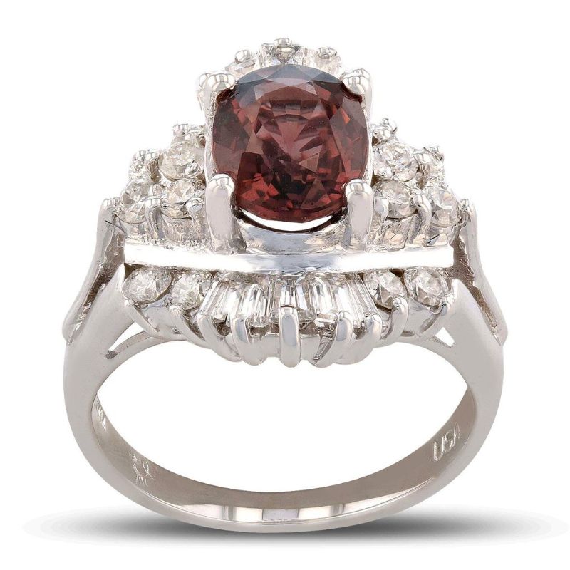 Photo 1 of ORIANNE 2.31ct UNHEATED RED SAPPHIRE &1.17ctw DIAMOND 14K WHITE OLD RING SIZE 7, TOTAL WEIGHT OF 7.50 gm WITH APPRAISAL - RN021874

