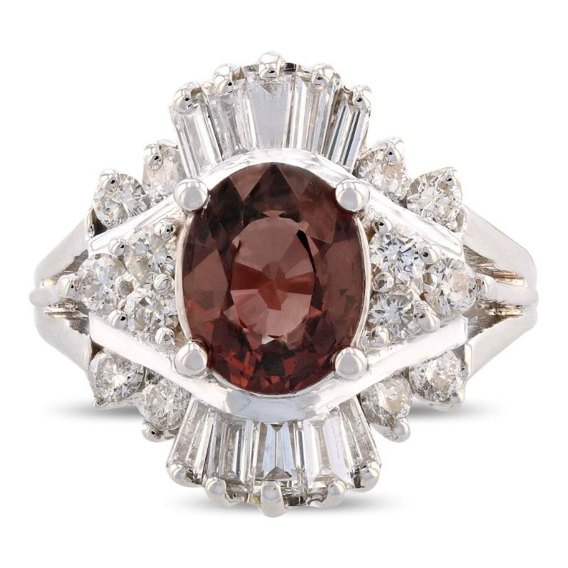 Photo 1 of ORIANNE 2.31ct UNHEATED RED SAPPHIRE &1.17ctw DIAMOND 14K WHITE OLD RING SIZE 7, TOTAL WEIGHT OF 7.50 gm WITH APPRAISAL - RN021874

