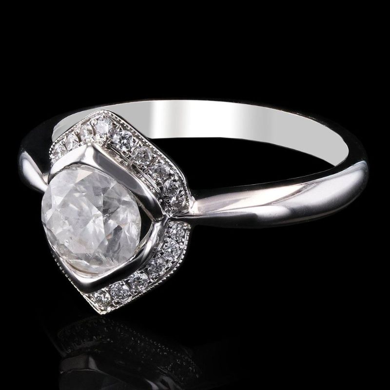 Photo 1 of ORIANNE 1.09ct CENTER DIAMOND18K WHITE GOLD RING SIZE 7, TOTAL WEIGHT OF RING 4.68 gm   (1.23ctw Diamonds) WITH APPRAISAL - RN021668

