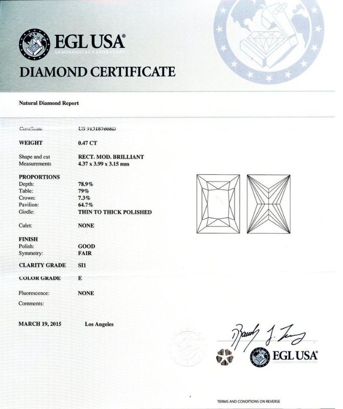 Photo 1 of ORIANNE 1.26ctw SI1 CLARITY E COLOR DIAMOND PLATINUM RING SIZE 7,  Total Weight of Ring 8.13 gm (EGL USA CERTIFIED) WITH APPRAISAL - RN022287

