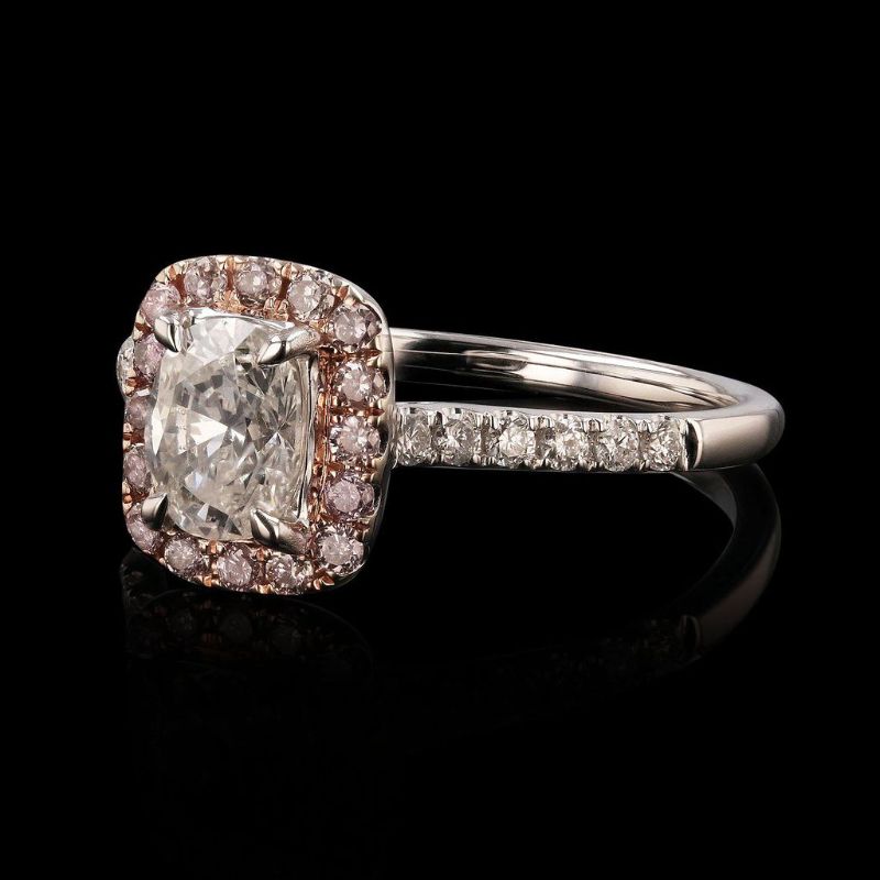 Photo 1 of ORIANNE 0.69ct SI1 CLARITY F COLOR CENTER DIAMOND 18K WHITE GOLD RING SIZE 7, TOTAL WEIGHT OF RING 2.90 gm (1.06ctw Diamonds) EGL CERTIFIED WITH APPRAISAL - RN025583

