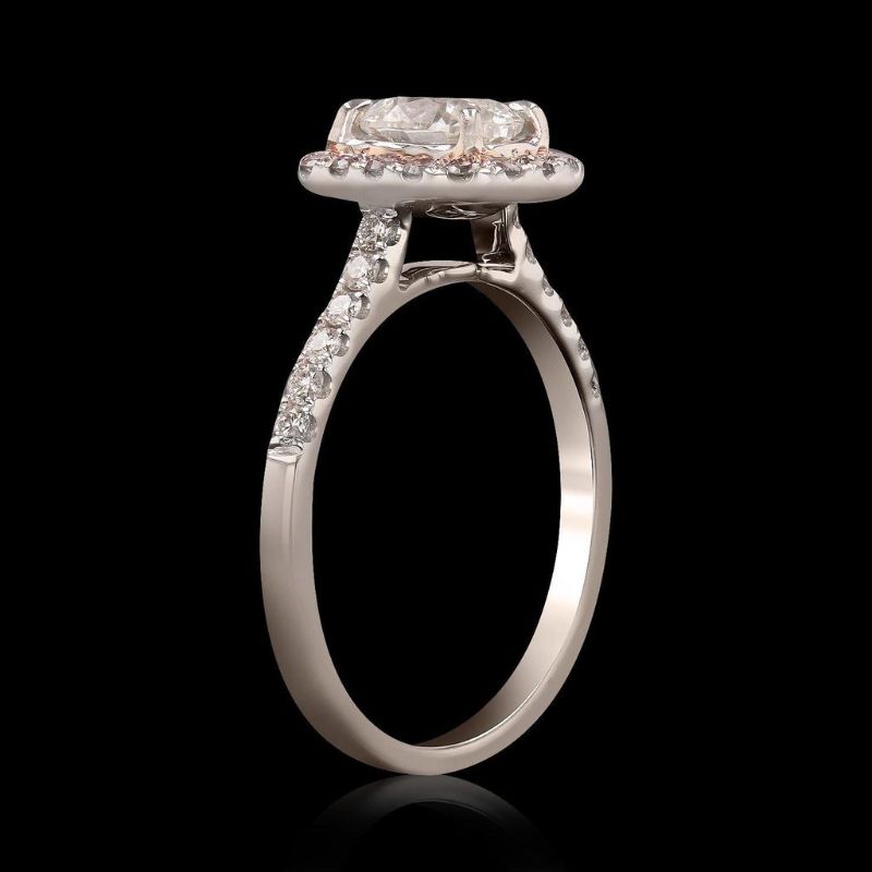 Photo 1 of ORIANNE 0.69ct SI1 CLARITY F COLOR CENTER DIAMOND 18K WHITE GOLD RING SIZE 7, TOTAL WEIGHT OF RING 2.90 gm (1.06ctw Diamonds) EGL CERTIFIED WITH APPRAISAL - RN025583

