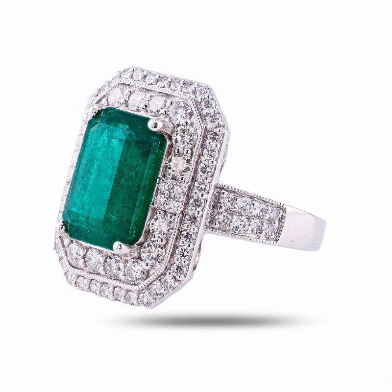 Photo 1 of ORIANNE 5.37ct EMERALD & 1.50ctw DIAMOND PLATINUM RING TOTAL WEIGHT 13.0 grams SIZE 7 1/4 (GIA CERTIFIED) WITH APPRAISAL - RN037734 