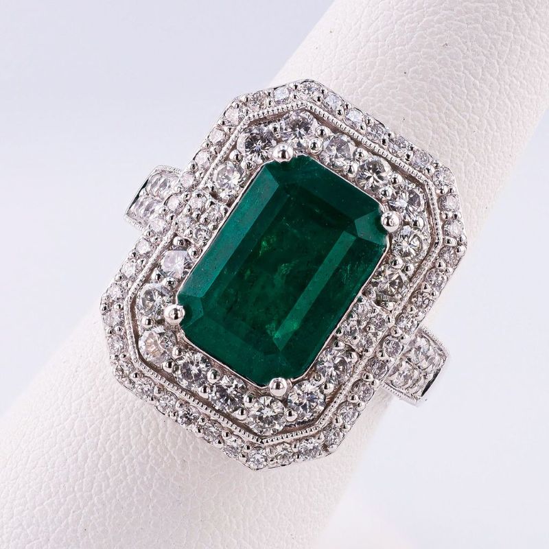 Photo 1 of ORIANNE 5.37ct EMERALD & 1.50ctw DIAMOND PLATINUM RING TOTAL WEIGHT 13.0 grams SIZE 7 1/4 (GIA CERTIFIED) WITH APPRAISAL - RN037734 