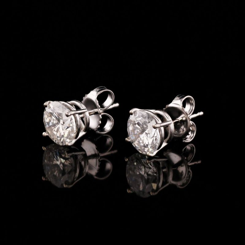Photo 1 of ORIANNE 3.11ctw G to H COLOR SI2 to I1 CLARITY DIAMOND 14K WHITE GOLD STUD EARRINGS WITH APPRAISAL - ER008030
