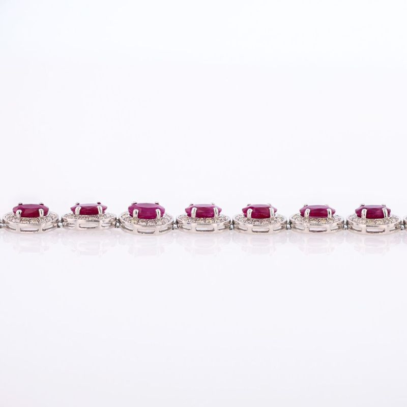Photo 1 of ORIANNE 13.96ctw BURMESE RUBY & 2.63ctw DIAMOND PLATINUM BRACELET MEASURES 7", TOTAL WEIGHT 28.1 grams   (GIA CERTIFIED) WITH APPRAISAL - BR008662
