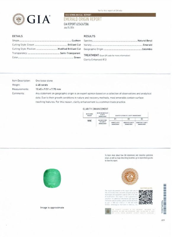Photo 1 of ORIANNE 4.48ct COLOMBIAN EMERALD & 1.02ctw DIAMOND PLATINUM &18K YELLOW GOLD RING SIZE 6 3/4, TOTAL WEIGHT 8.9 Grams WITH APPRAISAL (GIA CERTIFIED) - RN037974
