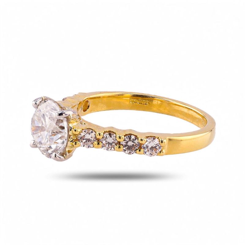 Photo 1 of ORIANNE 1.61ct H COLOR I1 CLARITY CENTER DIAMOND 18K YELLOW & WHITE GOLD SOLITAIRE RING SIZE 5 3/4, TOTAL WEIGHT 4.3 grams WITH APPRAISAL - RN037564
 