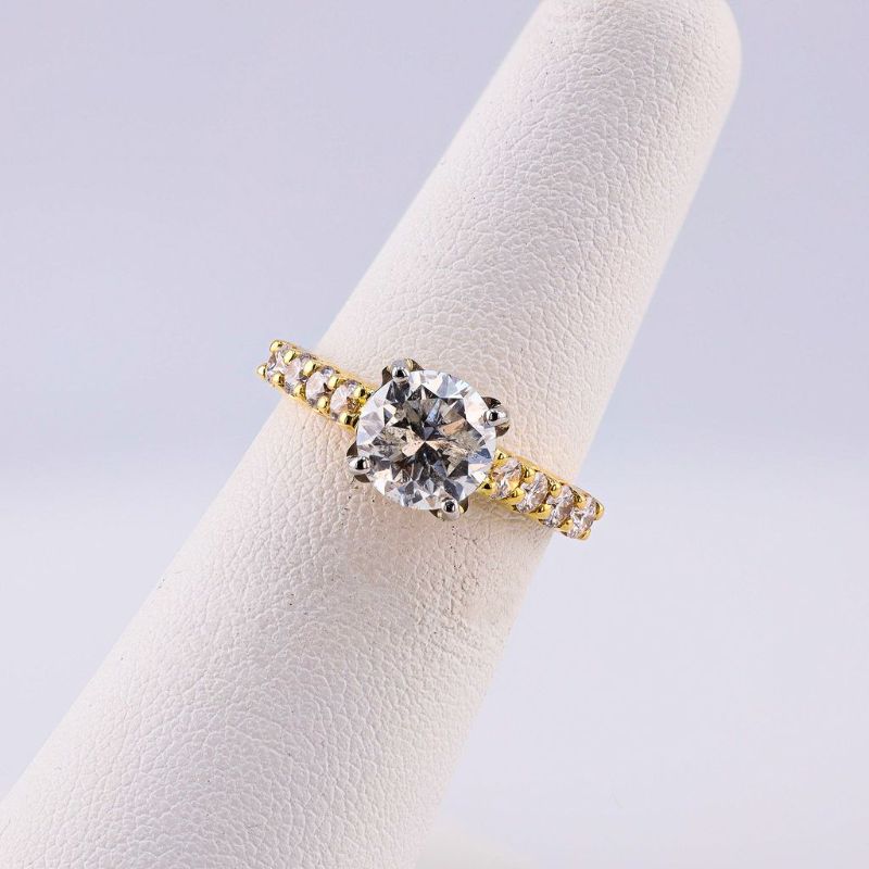 Photo 1 of ORIANNE 1.61ct H COLOR I1 CLARITY CENTER DIAMOND 18K YELLOW & WHITE GOLD SOLITAIRE RING SIZE 5 3/4, TOTAL WEIGHT 4.3 grams WITH APPRAISAL - RN037564
 