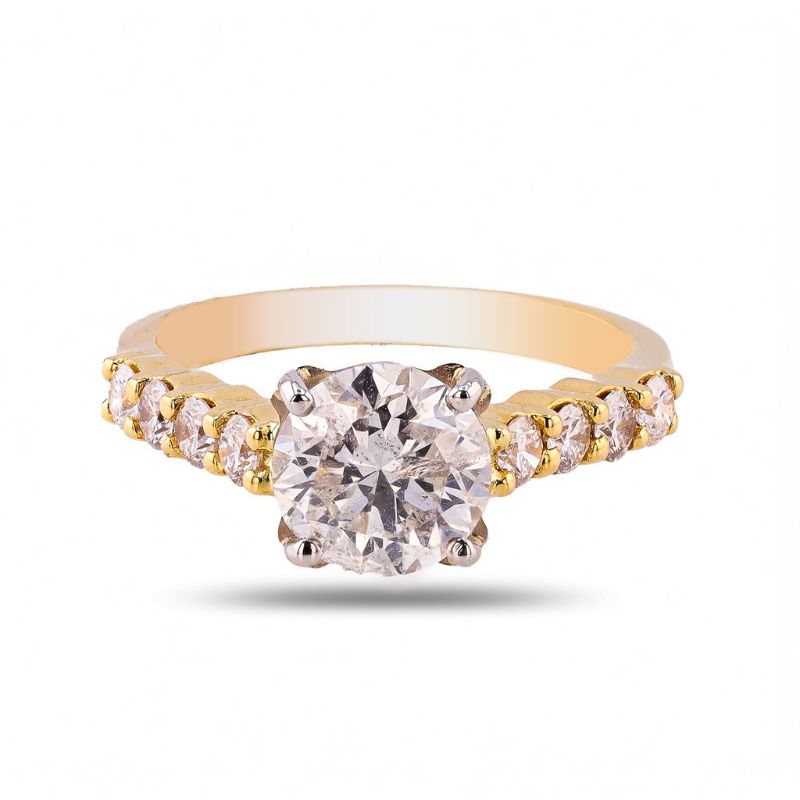 Photo 1 of ORIANNE 1.61ct H COLOR I1 CLARITY CENTER DIAMOND 18K YELLOW & WHITE GOLD SOLITAIRE RING SIZE 5 3/4, TOTAL WEIGHT 4.3 grams WITH APPRAISAL - RN037564
 