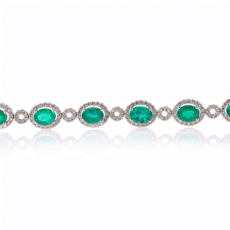 Photo 1 of ORIANNE 11.44ctw EMERALD & 3.50ctw DIAMOND 14K WHITE GOLD BRACELET SIZE 7", WEIGHT OF ITEM: 15.2 grams WITH APPRAISAL - BR008726
