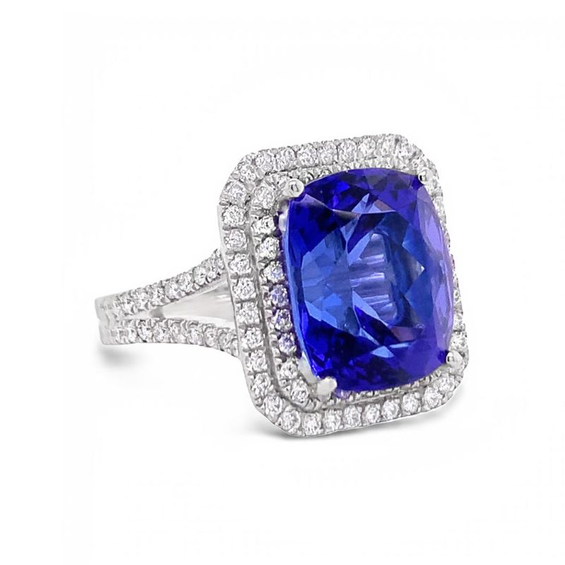 Photo 1 of ORIONNE 9.29ct TANZANITE & 1.05ctw DIAMOND PLATINUM RING SIZE 7, TOTAL WEIGHT 10.70 Grams (GIA CERTIFIED) WITH APPRAISAL - RN028992
