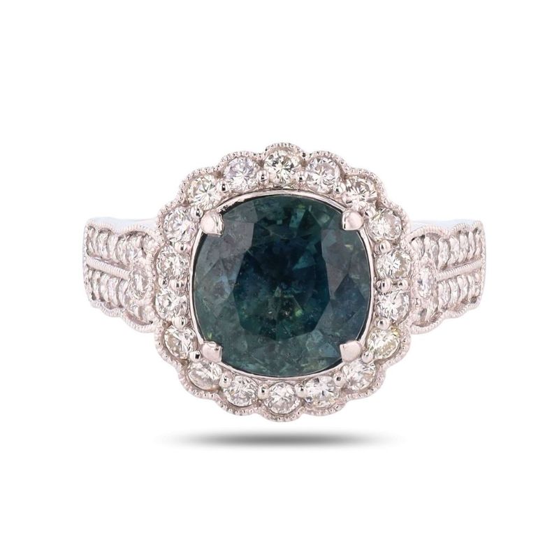 Photo 1 of ORIANNE 3.93ct UNHEATED BLUE SAPPHIRE & 0.82ctw DDIAMOND PPLATINUM RING SIZE 7, WEIGHT OF ITEM: 8.1 grams WITH APPRAISAL (GIA CERTIFIED) - RN037163

