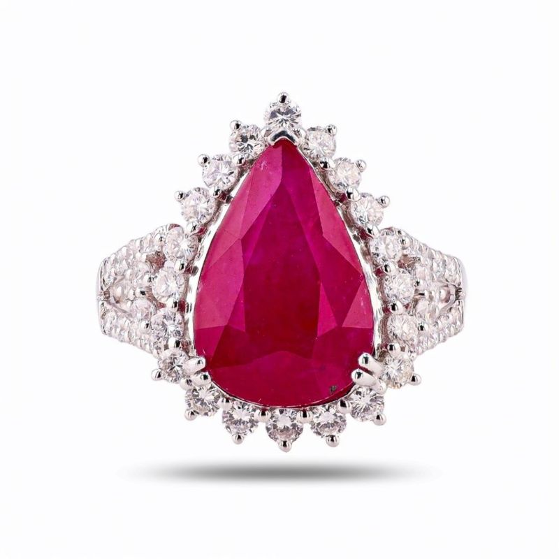 Photo 1 of ORIANNE 6.20ct Ruby and 1.09ctw Diamond Platinum Ring SIZE 7 1/4, WEIGHT OF ITEM: 7.5 grams  WITH APPRAISAL (GIA CERTIFIED) - RN037836
