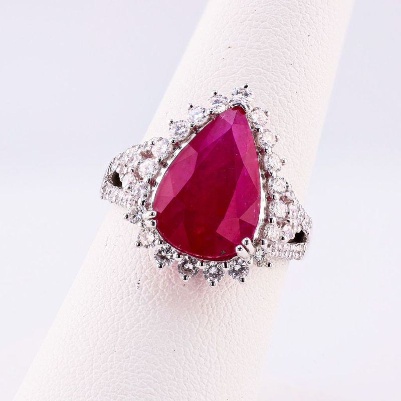 Photo 1 of ORIANNE 6.20ct Ruby and 1.09ctw Diamond Platinum Ring SIZE 7 1/4, WEIGHT OF ITEM: 7.5 grams  WITH APPRAISAL (GIA CERTIFIED) - RN037836

