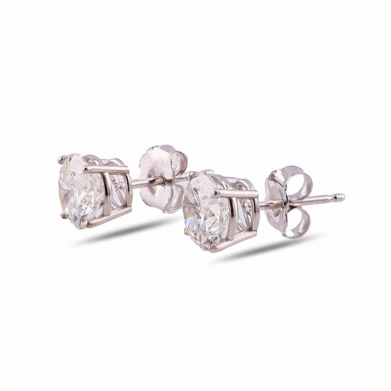 Photo 1 of ORIANNE 2.22ctw G to H COLOR I1 CLARITY DIAMOND 14K WHITE GOLD STUD EARRINGS WITH APPRAISAL - ER007811
