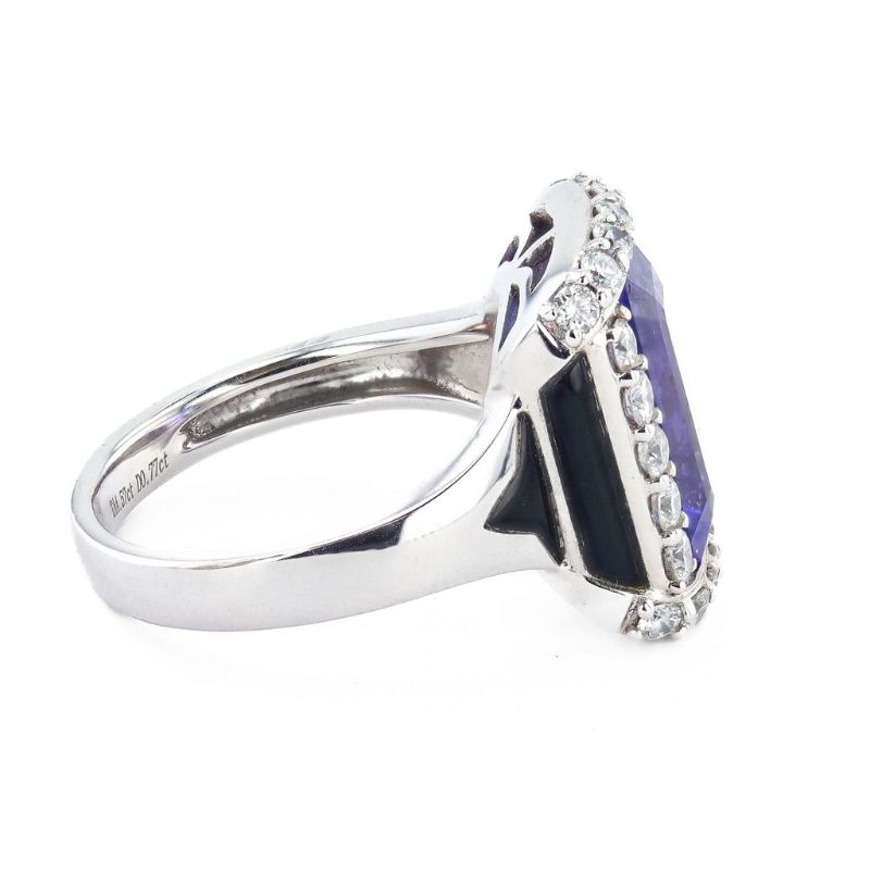 Photo 1 of ORIANNE 4.57ct TANZANITE & 0.77ctw DIAMOND18K WHITE GOLD RING SIZE 6 3/4, TOTAL WEIGHT 9.00 gm  WITH APPRAISAL - RN031783
