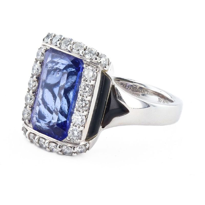 Photo 1 of ORIANNE 4.57ct TANZANITE & 0.77ctw DIAMOND18K WHITE GOLD RING SIZE 6 3/4, TOTAL WEIGHT 9.00 gm  WITH APPRAISAL - RN031783
