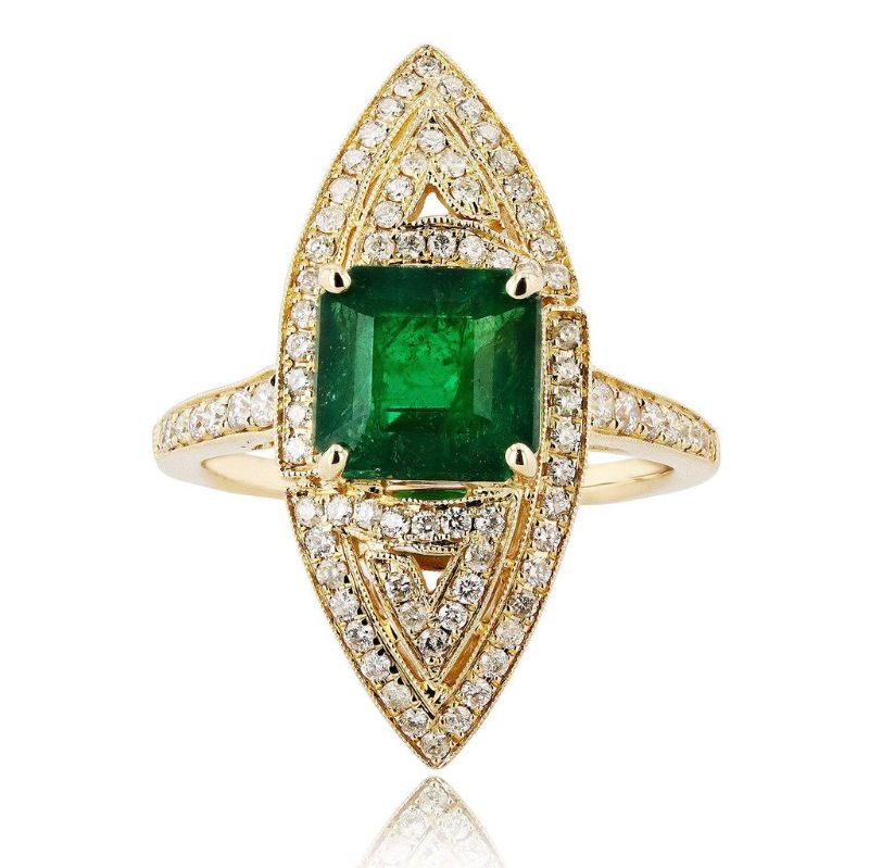 Photo 1 of ORIANNE 2.67ct EMERALD & 0.53ctw DIAMOND 14K YELLOW GOLD RING SIZE 6 4/5, WEIGHT OF ITEM: 5.2 grams  WITH APPRAISAL - RN026766
