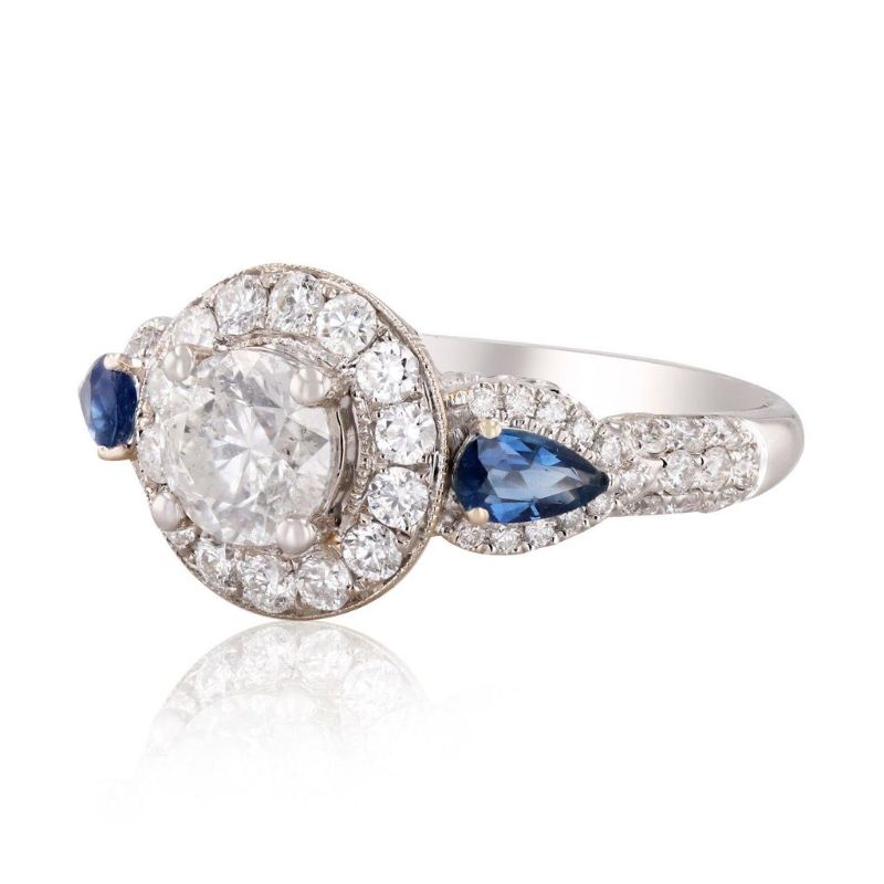 Photo 1 of ORIANNE 0.49ctw BLUE SAPPHIRE & 1.63ctw DIAMOND18K WHITE GOLD RING SIZE WITH APPRAISAL - RN021655
