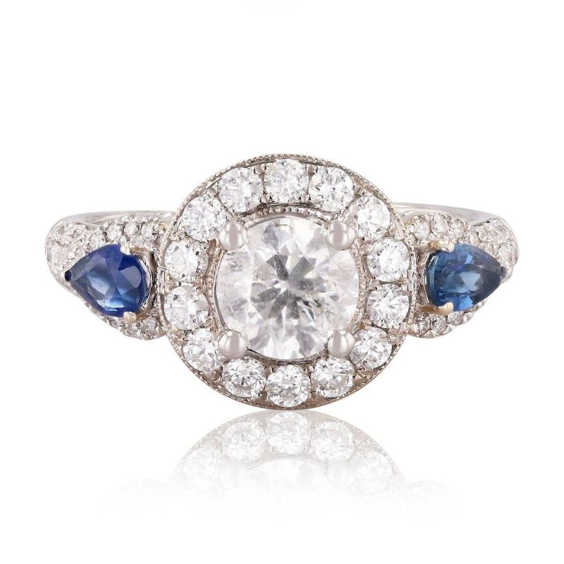 Photo 1 of ORIANNE 0.49ctw BLUE SAPPHIRE & 1.63ctw DIAMOND18K WHITE GOLD RING SIZE WITH APPRAISAL - RN021655
