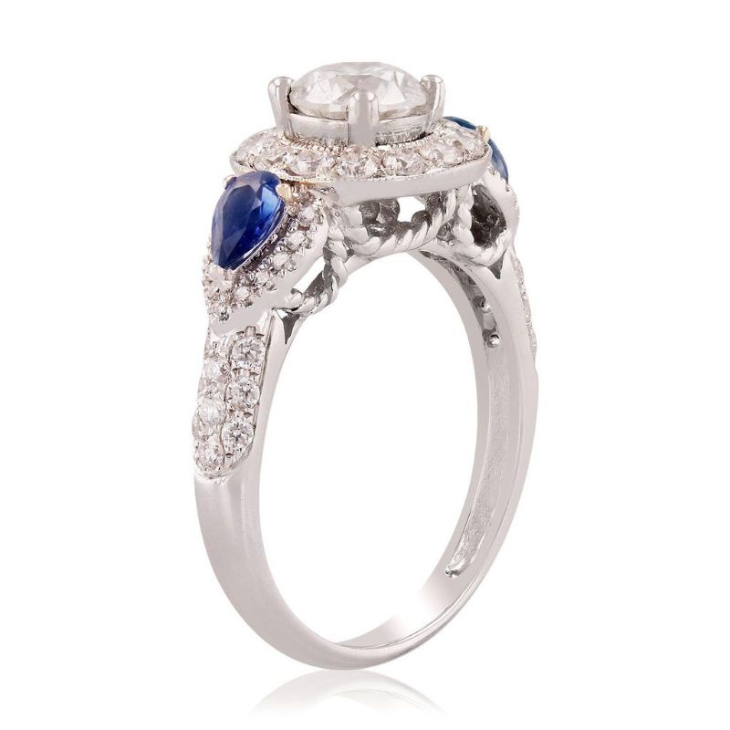 Photo 1 of ORIANNE 0.49ctw BLUE SAPPHIRE & 1.63ctw DIAMOND18K WHITE GOLD RING SIZE WITH APPRAISAL - RN021655
