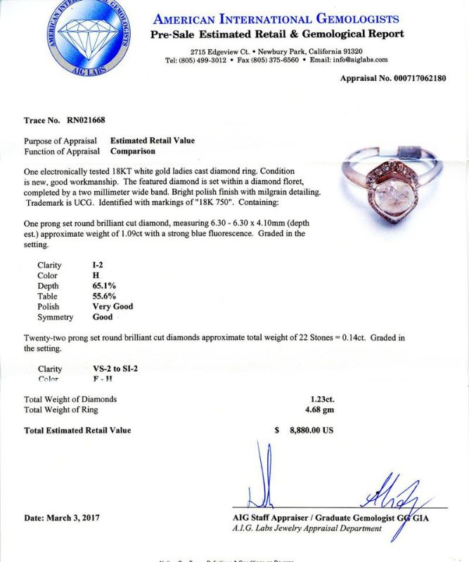 Photo 1 of ORIANNE 0.49ctw BLUE SAPPHIRE & 1.63ctw DIAMOND18K WHITE GOLD RING SIZE WITH APPRAISAL - RN021655
