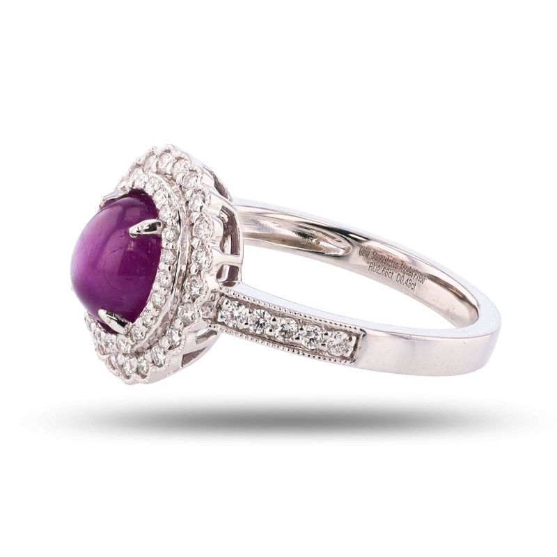 Photo 1 of ORIANNE 2.66ct UNHEATED STAR RUBY &  0.43ctw DIAMOND PLATINUM RING WEIGHT OF ITEM: 6.7 grams  Size: 7 (GIA CERTIFIED)WITH APPRAISAL - RN037826     