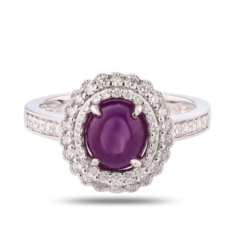 Photo 1 of ORIANNE 2.66ct UNHEATED STAR RUBY &  0.43ctw DIAMOND PLATINUM RING WEIGHT OF ITEM: 6.7 grams  Size: 7 (GIA CERTIFIED)WITH APPRAISAL - RN037826     