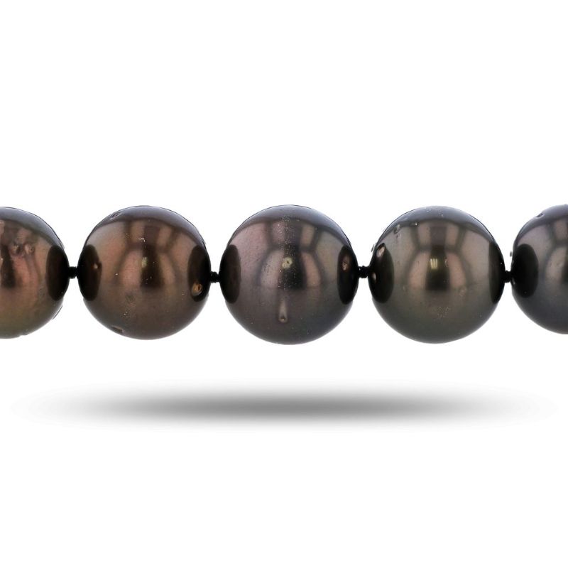 Photo 1 of ORIANNE 11mm to 13mm TAHITIAN CULTURED PEARL NECKLACE WITH 14K WHITE GOLD CLASP WEIGHT OF ITEM: 86.6 grams  SIZE: 18"  WITH APPRAISAL - NK016749
