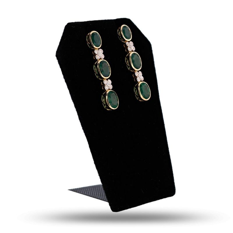 Photo 1 of ORIANNE 8.82ctw EMERALD & 0.54ctw DIAMOND 14K YELLOW & WHITE GOLD DANGLE EARRINGS, DIMENSIONS: 2.1 x 1.6mm WITH APPRAISAL - ER007997

