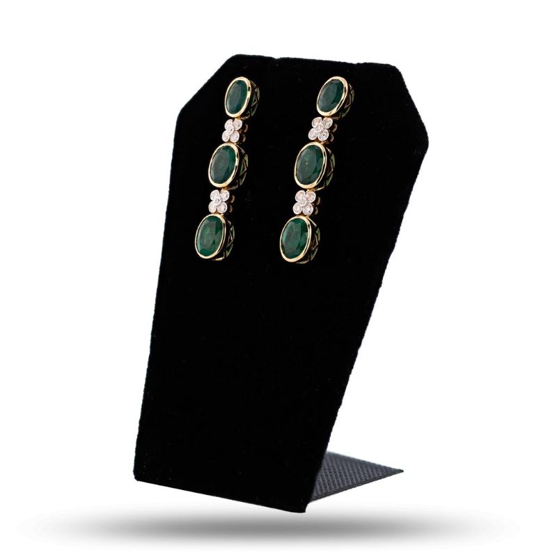 Photo 1 of ORIANNE 8.82ctw EMERALD & 0.54ctw DIAMOND 14K YELLOW & WHITE GOLD DANGLE EARRINGS, DIMENSIONS: 2.1 x 1.6mm WITH APPRAISAL - ER007997

