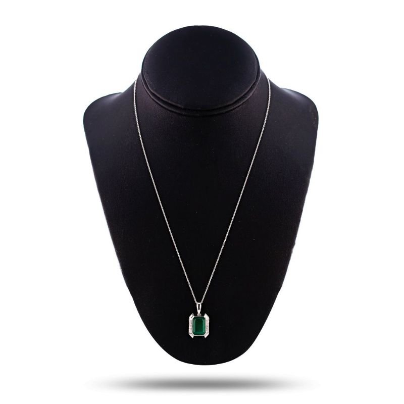 Photo 1 of ORIANNE 5.57ct EMERALD & 0.16ctw DIAMOND PLATINUM PENDANT NECKLACE SIZE 18" WITH APPRAISAL - NK016634