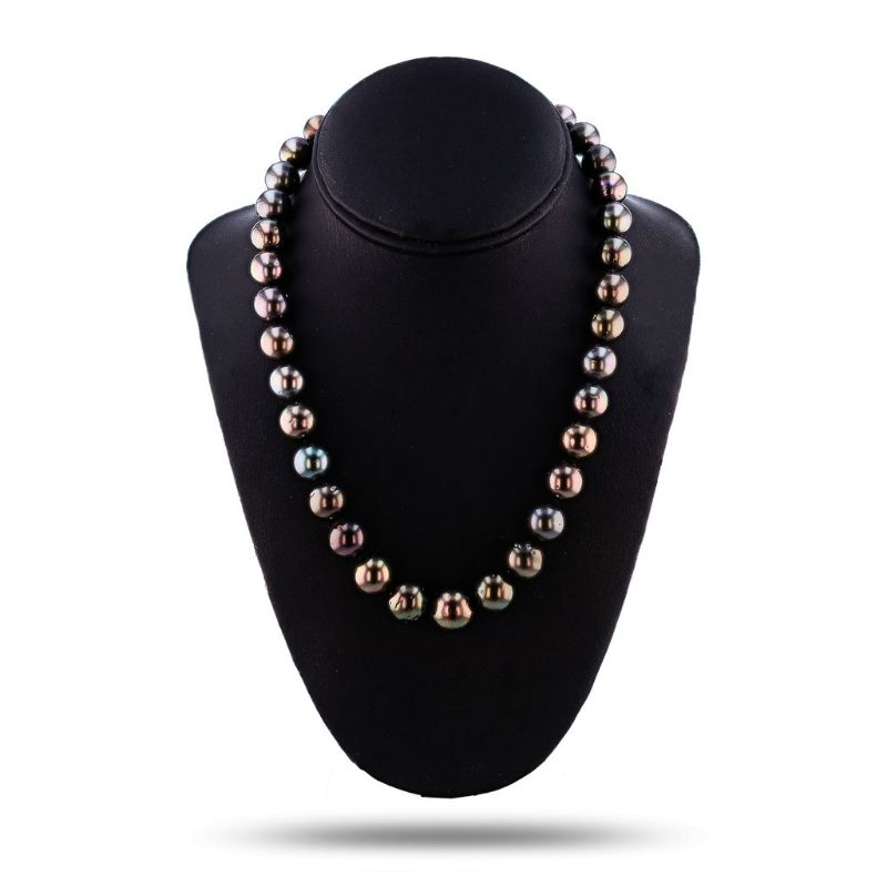 Photo 1 of ORIANNE 11MM to 14MM TAHITIAN CULTURED PEARL NECKLACE  WITH 14K WHITE GOLD CLASP SIZE 17 1/2" WITH APPRAISAL - NK013735
