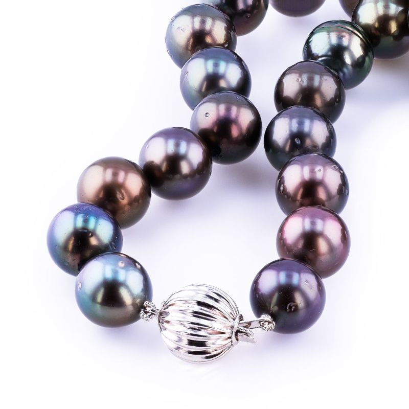 Photo 1 of ORIANNE 11MM to 14MM TAHITIAN CULTURED PEARL NECKLACE  WITH 14K WHITE GOLD CLASP SIZE 17 1/2" WITH APPRAISAL - NK013735
