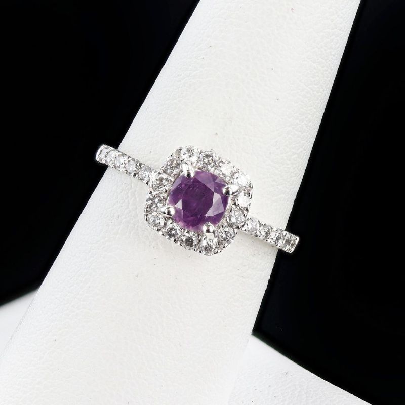 Photo 1 of ORIANNE 0.98ct UNHEATED PINK PURPLE KASHMIR SAPPHIRE & 0.44ctw DIAMOND PLATINUM RING, WEIGHT OF ITEM: 3.9 grams  Size: 7 WITH APPRAISAL (GIA CERTIFIED)
