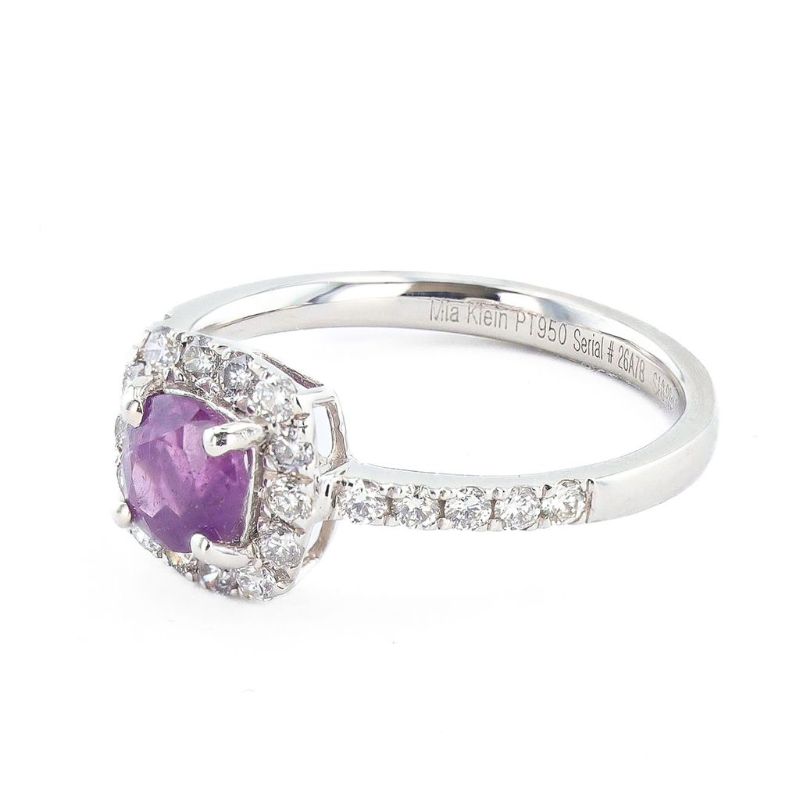 Photo 1 of ORIANNE 0.98ct UNHEATED PINK PURPLE KASHMIR SAPPHIRE & 0.44ctw DIAMOND PLATINUM RING, WEIGHT OF ITEM: 3.9 grams  Size: 7 WITH APPRAISAL (GIA CERTIFIED)

